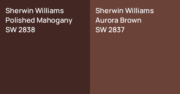 Sherwin Williams Polished Mahogany vs. Sherwin Williams Aurora Brown ...