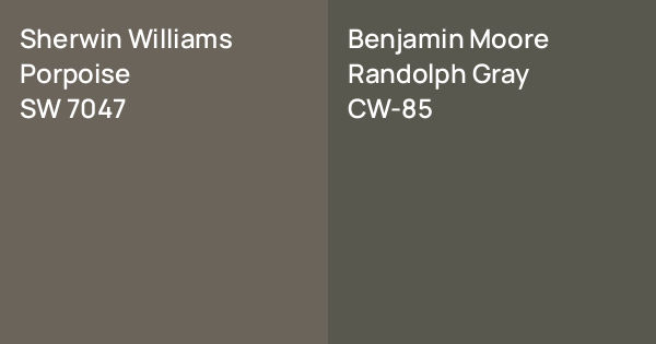 Sherwin Williams Porpoise vs. Benjamin Moore Randolph Gray comparison