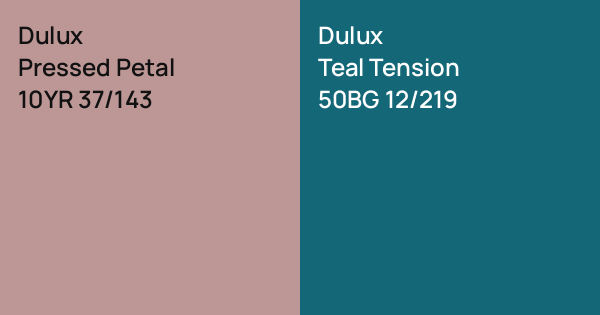 Dulux Pressed Petal vs. Dulux Teal Tension comparison