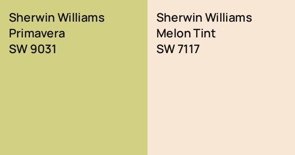 Sherwin Williams Primavera vs. Sherwin Williams Melon Tint comparison