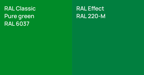 RAL Classic Pure green vs. RAL Effect RAL 220-M comparison
