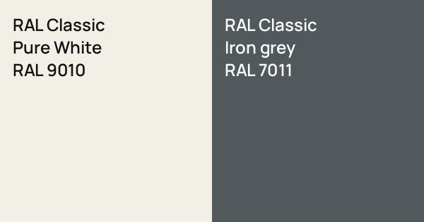 Cast Iron Ral Code RAL Classic Pure White vs. RAL Classic Iron grey comparison