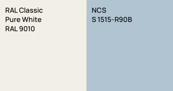 RAL Classic Pure White vs. NCS S 1515-R90B comparison