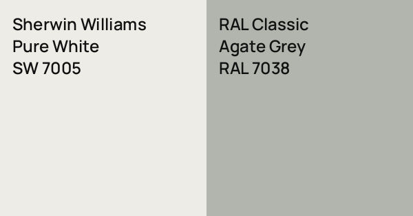 Sherwin Williams Pure White vs. RAL Classic Agate Grey comparison