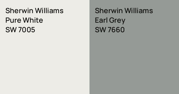 Sherwin Williams Pure White vs. Sherwin Williams Earl Grey comparison