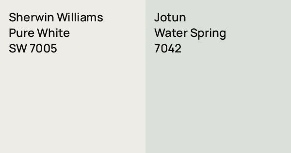 Sherwin Williams Pure White vs. Jotun Water Spring comparison