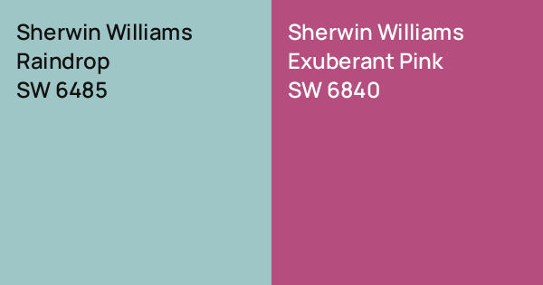 Sherwin Williams Raindrop vs. Sherwin Williams Exuberant Pink comparison