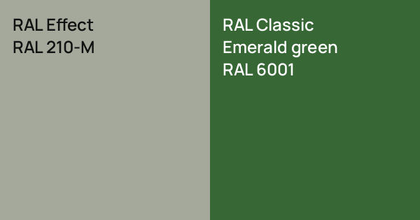 RAL Effect RAL 210-M vs. RAL Classic Emerald green comparison