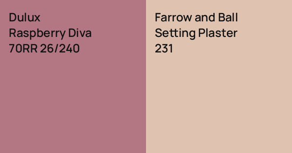 Dulux Raspberry Diva vs. Farrow and Ball Setting Plaster comparison