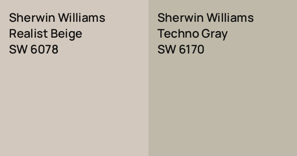 Sherwin Williams Realist Beige vs. Sherwin Williams Techno Gray comparison