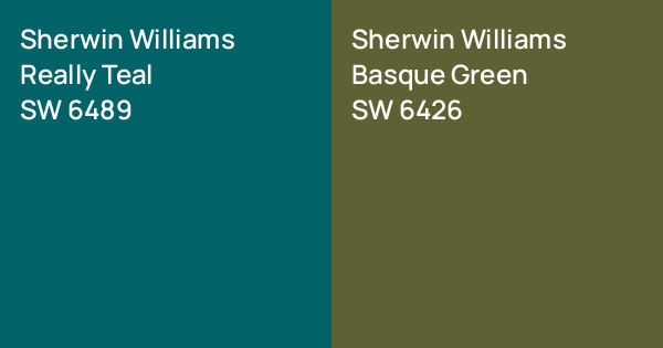 Sherwin Williams Really Teal vs. Sherwin Williams Basque Green comparison