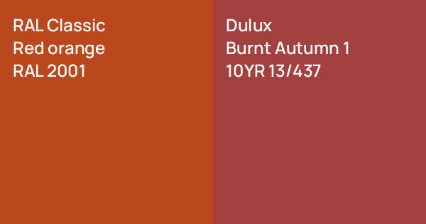 RAL Classic Red orange vs. Dulux Burnt Autumn 1 comparison