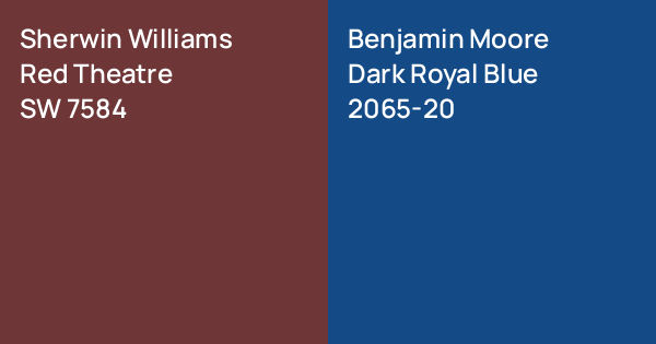 Sherwin Williams Red Theatre vs. Benjamin Moore Dark Royal Blue comparison