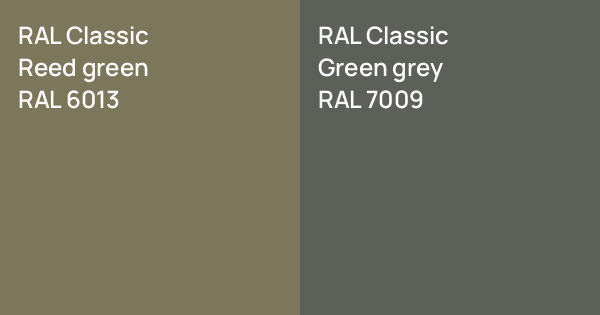 RAL Classic Reed green vs. RAL Classic Green grey comparison