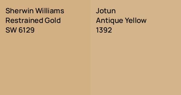 Sherwin Williams Restrained Gold vs. Jotun Antique Yellow comparison