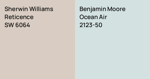Sherwin Williams Reticence vs. Benjamin Moore Ocean Air comparison