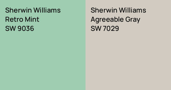 Sherwin Williams Retro Mint vs. Sherwin Williams Agreeable Gray comparison