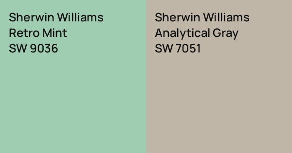 Sherwin Williams Retro Mint vs. Sherwin Williams Analytical Gray comparison