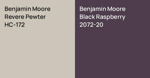 Benjamin Moore Revere Pewter vs. Benjamin Moore Black Raspberry comparison