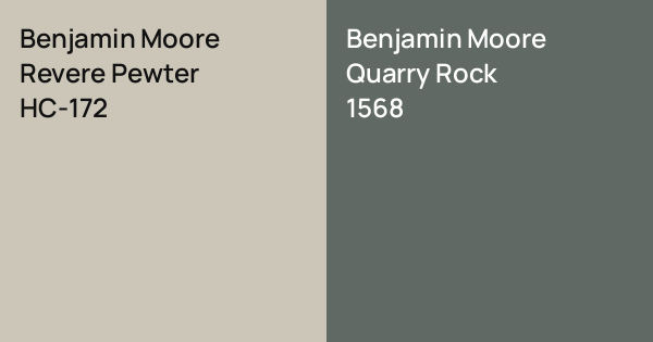 Revered Rocks Benjamin Moore Revere Pewter vs. Benjamin Moore Quarry Rock comparison