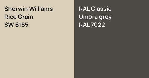 Ral Rice Sherwin Williams Rice Grain vs. RAL Classic Umbra grey comparison