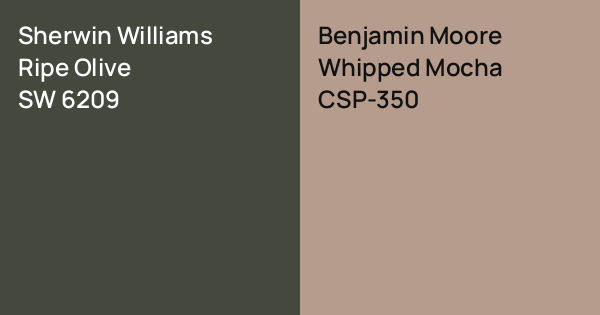 Sherwin Williams Ripe Olive vs. Benjamin Moore Whipped Mocha comparison