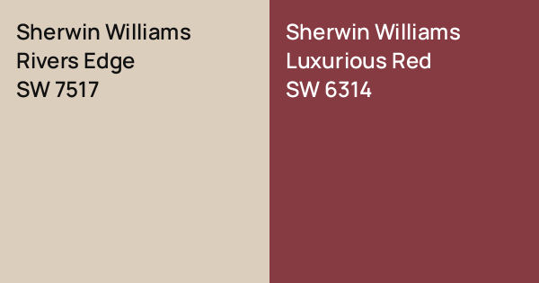 Sw Red Color Sherwin Williams Rivers Edge vs. Sherwin Williams Luxurious Red comparison