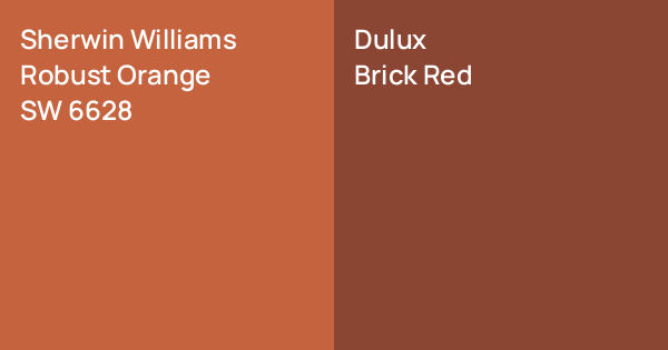 Sherwin Williams Robust Orange vs. Dulux Brick Red comparison