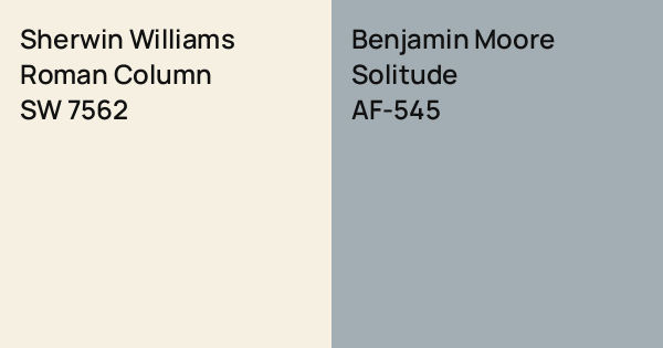 Sherwin Williams Roman Column vs. Benjamin Moore Solitude comparison