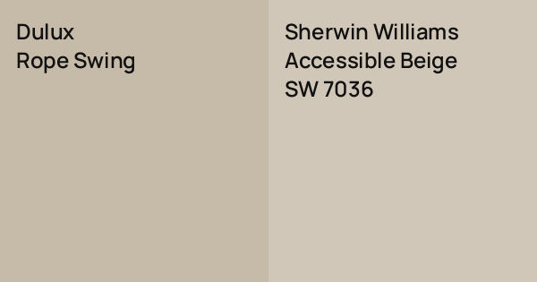 Sw Natural Rope Color Dulux Rope Swing vs. Sherwin Williams Accessible Beige comparison