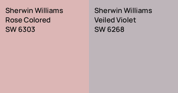 Sherwin Williams Rose Colored vs. Sherwin Williams Veiled Violet comparison