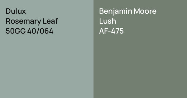 Dulux Rosemary Leaf vs. Benjamin Moore Lush comparison