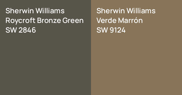 Sw 9124 Sherwin Williams Roycroft Bronze Green vs. Sherwin Williams Verde ...