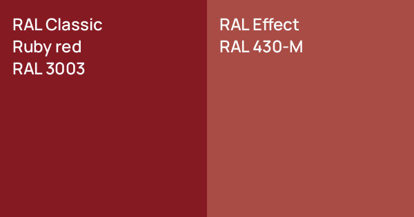 RAL Classic Ruby red vs. RAL Effect RAL 430-M comparison