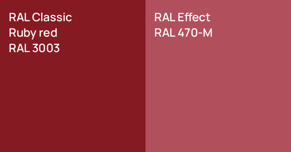 RAL Classic Ruby red vs. RAL Effect RAL 470-M comparison