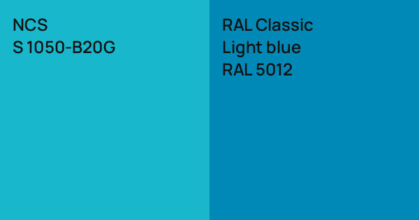 NCS S 1050-B20G vs. RAL Classic Light blue comparison