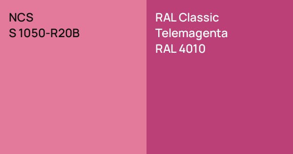 NCS S 1050-R20B vs. RAL Classic Telemagenta comparison
