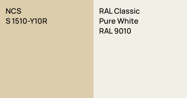 NCS S 1510-Y10R vs. RAL Classic Pure White comparison