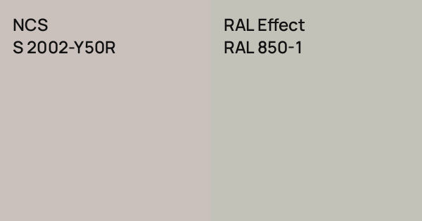 NCS S 2002-Y50R vs. RAL Effect RAL 850-1 comparison