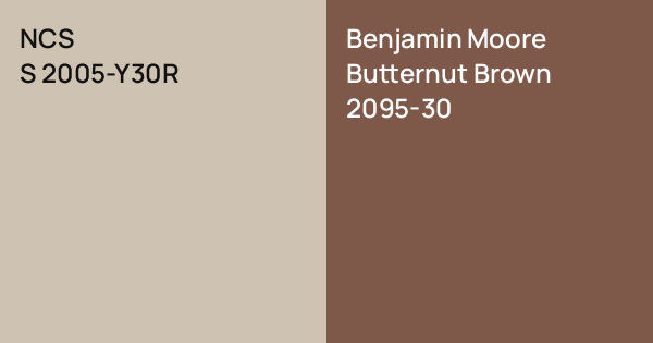 NCS S 2005-Y30R vs. Benjamin Moore Butternut Brown comparison