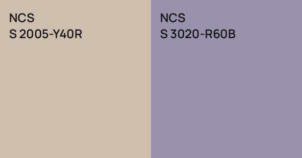 NCS S 2005-Y40R vs. NCS S 3020-R60B comparison