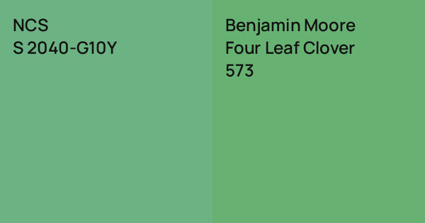NCS S 2040-G10Y vs. Benjamin Moore Four Leaf Clover comparison