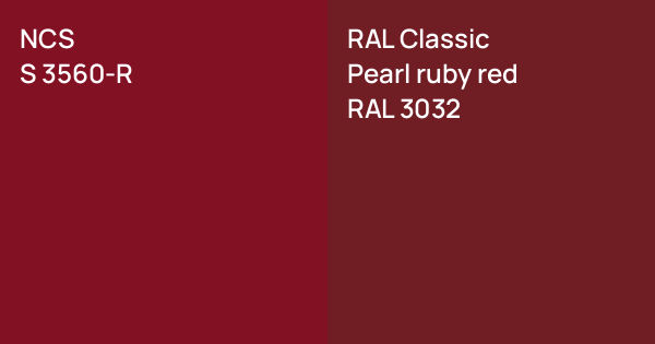NCS S 3560-R vs. RAL Classic Pearl ruby red comparison