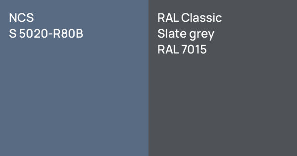 NCS S 5020-R80B vs. RAL Classic Slate grey comparison
