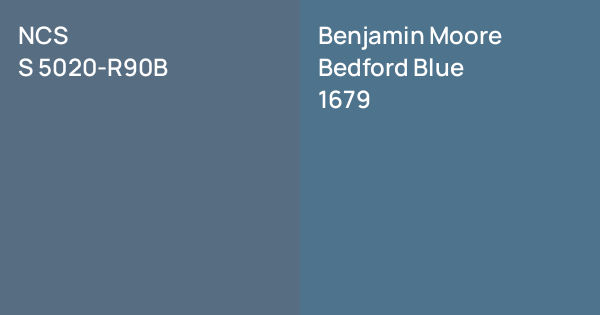 NCS S 5020-R90B vs. Benjamin Moore Bedford Blue comparison