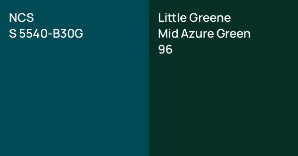 NCS S 5540-B30G vs. Little Greene Mid Azure Green comparison