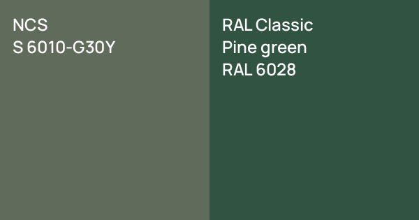 NCS S 6010-G30Y vs. RAL Classic Pine green comparison