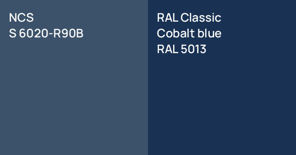 NCS S 6020-R90B vs. RAL Classic Cobalt blue comparison