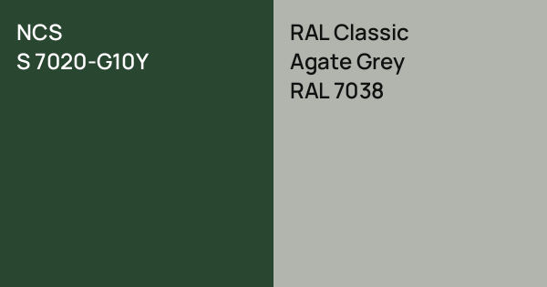NCS S 7020-G10Y vs. RAL Classic Agate Grey comparison