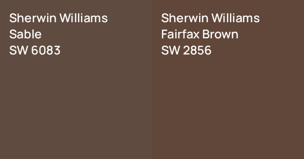Sherwin Williams Sable vs. Sherwin Williams Fairfax Brown comparison